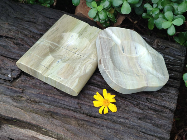 Hand Made Butter Jade Ashtrays x 2 From South Africa