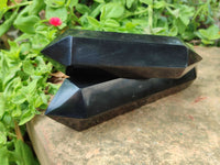 Polished Double Terminated Black Basalt Points x 4 From Madagascar