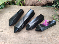 Polished Double Terminated Black Basalt Points x 4 From Madagascar