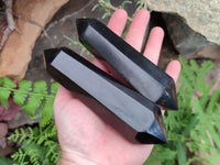 Polished Double Terminated Black Basalt Points x 4 From Madagascar