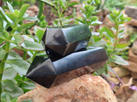 Polished Double Terminated Black Basalt Points x 4 From Madagascar