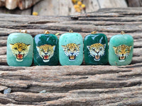 Polished Aventurine Pendant with Hand Painted Tiger - Sold Per Item - From Zimbabwe