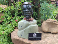 Hand Made Traditional African Man Bust Sculpture x 1 From Zimbabwe