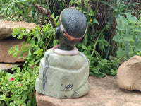 Hand Made Traditional African Man Bust Sculpture x 1 From Zimbabwe