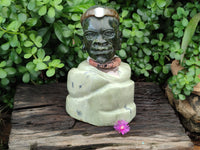 Hand Made Traditional African Man Bust Sculpture x 1 From Zimbabwe