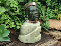 Hand Made Traditional African Man Bust Sculpture x 1 From Zimbabwe