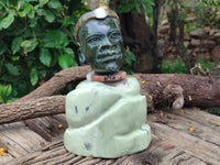 Hand Made Traditional African Man Bust Sculpture x 1 From Zimbabwe