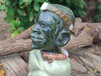 Hand Made Traditional African Man Bust Sculpture x 1 From Zimbabwe