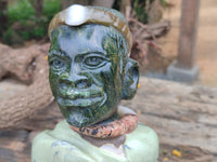 Hand Made Traditional African Man Bust Sculpture x 1 From Zimbabwe