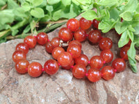 Polished Carnelian Agate Beaded Necklace - Sold per Item - From Brazil