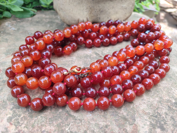 Polished Carnelian Agate Beaded Necklace - Sold per Item - From Brazil