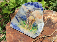 Hand Made Kudu Decoupage on Sodalite Stone Slabs - sold per item - From Namibia