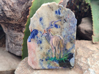 Hand Made Kudu Decoupage on Sodalite Stone Slabs - sold per item - From Namibia