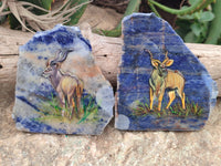 Hand Made Kudu Decoupage on Sodalite Stone Slabs - sold per item - From Namibia