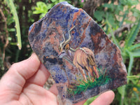 Hand Made Kudu Decoupage on Sodalite Stone Slabs - sold per item - From Namibia