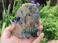 Hand Made Kudu Decoupage on Sodalite Stone Slabs - sold per item - From Namibia