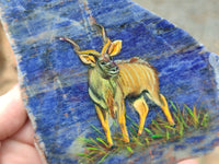 Hand Made Kudu Decoupage on Sodalite Stone Slabs - sold per item - From Namibia