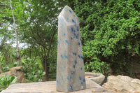 Polished Blue Spinel Spotted Quartz Tower x 1 From Madagascar