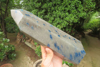 Polished Blue Spinel Spotted Quartz Tower x 1 From Madagascar