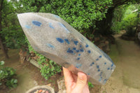 Polished Blue Spinel Spotted Quartz Tower x 1 From Madagascar