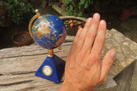 Hand Made Lapis Lazuli World Globe Clock x 1 From China