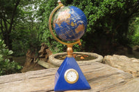 Hand Made Lapis Lazuli World Globe Clock x 1 From China