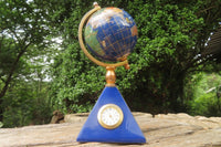 Hand Made Lapis Lazuli World Globe Clock x 1 From China