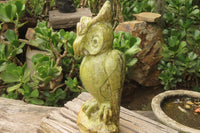 Hand Made Leopard Stone Owl Carving x 1 From Zimbabwe