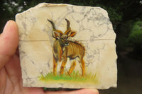 Hand Made Kudu Decoupage Stone Slabs x 6 From Southern Africa