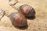 Hand Made Tiger Iron Jasper Keyrings - sold per item -From South Africa