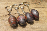 Hand Made Tiger Iron Jasper Keyrings - sold per item -From South Africa