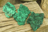 Natural Silky Malachite Specimens x 3 From Kasompe, Congo