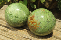 Polished Chrysoprase Spheres x 2 From Madagascar