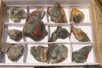 Natural Bloodstone Cobbed Specimens x 12 From Swaziland