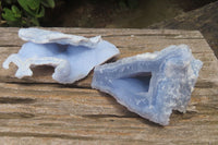 Natural Etched Blue Chalcedony Specimens x 4 From Nsanje, Malawi