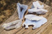 Natural Etched Blue Chalcedony Specimens x 4 From Nsanje, Malawi