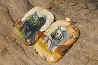 Polished Picture Stone Pendant with Hand Painted Rhinos - Sold Per Item - From Namibia