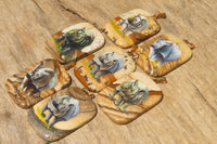 Polished Picture Stone Pendant with Hand Painted Rhinos - Sold Per Item - From Namibia