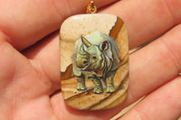 Polished Picture Stone Pendant with Hand Painted Rhinos - Sold Per Item - From Namibia