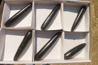 Polished Black Basalt Massage Wands x 6 From Antsirabe, Madagascar