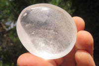 Polished Clear Quartz Palm Stones x 24 From Madagascar