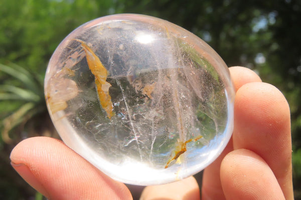 Polished Clear Quartz Palm Stones x 24 From Madagascar