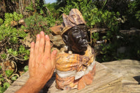 Hand Made Royal African Man Bust Sculpture x 1 From Zimbabwe