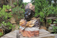 Hand Made Royal African Man Bust Sculpture x 1 From Zimbabwe