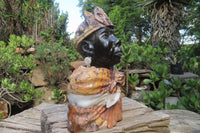 Hand Made Royal African Man Bust Sculpture x 1 From Zimbabwe