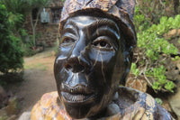 Hand Made Royal African Man Bust Sculpture x 1 From Zimbabwe