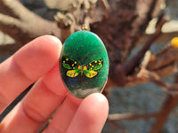 Polished Aventurine Pendant with Hand Painted Butterflies - Sold Per Item - From Zimbabwe