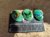 Polished Aventurine Pendant with Hand Painted Butterflies - Sold Per Item - From Zimbabwe