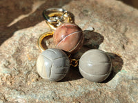 Hand Made Polychrome Jasper Volleyball Keyring - sold per item - From Madagascar