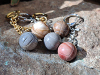 Hand Made Polychrome Jasper Volleyball Keyring - sold per item - From Madagascar